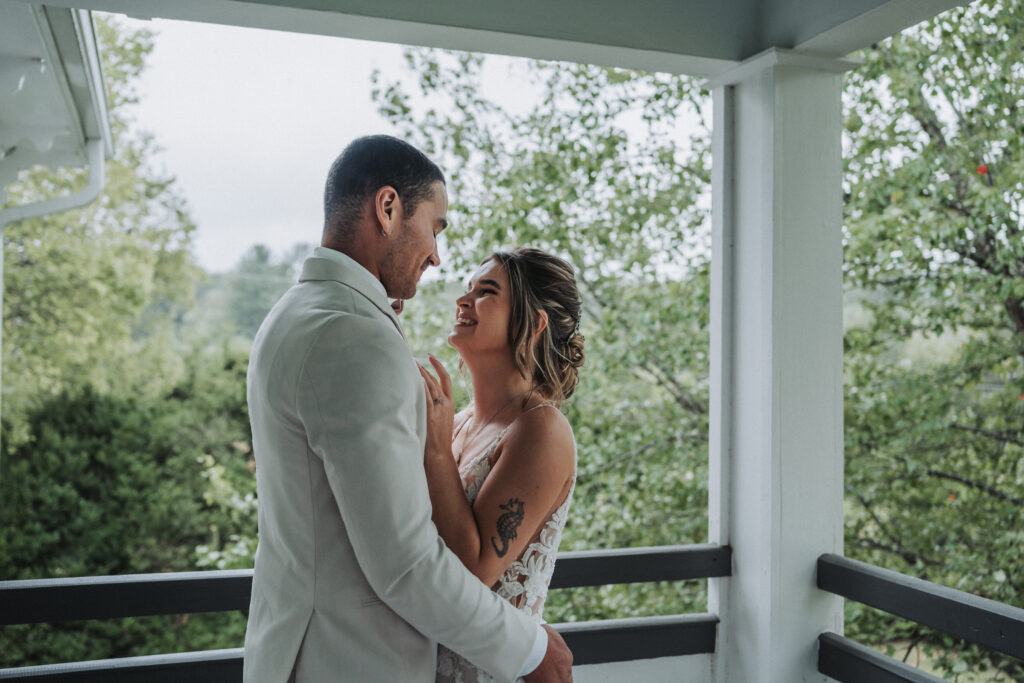 smiling couple during wedding